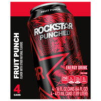 Rockstar Fruit Punch Energy Drink, 4 Each