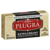 Plugra Butter, Unsalted, Extra Creamy, 8 Ounce