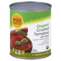 Wild Harvest Tomatoes, Organic, with Basil, Crushed, 28 Ounce
