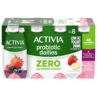 Activia Zero 0g Added Sugar Low Fat Mixed Berry/Strawberry Banana Yogurt, 8 Each