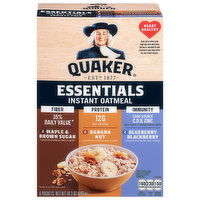 Quaker Essentials Fiber/Protein/Immunity Maple Brown Sugar/Banana Nut/Blueberry Blackberry Instant Oatmeal, 6 Each