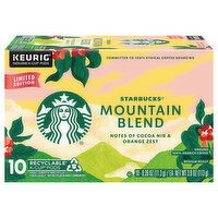Starbucks Coffee, 100% Arabica, Ground, Medium Roast, Mountain Blend, K-Cup Pods, 10 Each