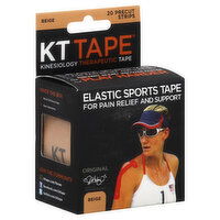 KT Tape Sports Tape, Elastic, Original, Precut Strips, Beige, 20 Each