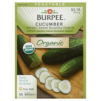 Burpee Seeds, Organic, Cucumber, Garden Sweet Burpless Hybrid, 800 Milligram