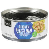 Essential Everyday Chicken Breast Meat with Rib Meat, in Water, 10 Ounce