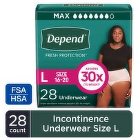 Depend Fresh Protection Maximum L Underwear, 28 Each