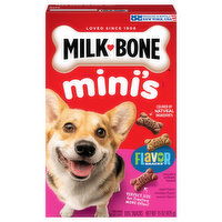 Milk-Bone Dog Snacks, Beef Flavor/Chicken Flavor/Bacon Flavor, Mini's, 15 Ounce