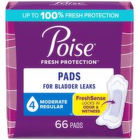 Poise Fresh Protection Pads, Moderate, Regular Length, 66 Each