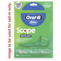 Oral-B Glide Glide Dental Floss Picks with Scope Outlast, Mint, 75 Each