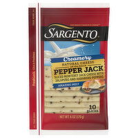 Sargento Sliced Cheese, Natural, Pepper Jack, Creamery, 10 Each