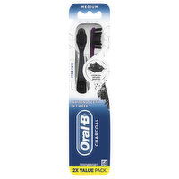 Oral-B Toothbrushes, Medium, Charcoal, 2X Value Pack, 2 Each