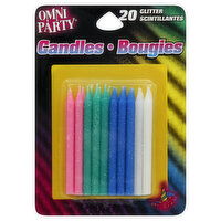 Omni Party Candles, Glitter, 20 Each