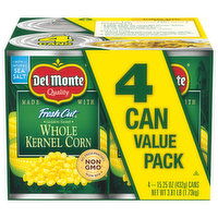 Del Monte Fresh Cut Whole Kernel Corn, Golden Sweet, Value Pack, 4 Each