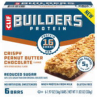 Builders Reduced Sugar Crispy Peanut Butter Chocolate Flavored Protein Bar, 6 Each
