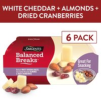 SARGENTO Balanced Breaks® Natural White Cheddar Cheese, Sea-Salted Roasted Almonds, Dried Cranberries, 6-Pack, 9 Ounce