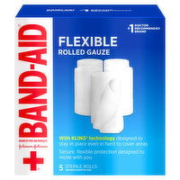 Band-Aid Rolled Gauze, Flexible, 5 Each