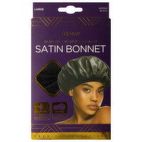 Donna Premium Collection Bonnet, Satin, Black, Large, 1 Each