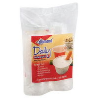 Diamond Daily Cups, with Lids, Mini, 2 Ounce, 50 Each