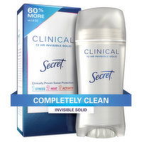 Secret Clinical Strength Clinical Strength Invisible Solid Antiperspirant and Deodorant, Completely Clean, 2.6 oz, 2.6 Ounce