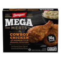 Banquet Mega Meats Mega Meats Frozen Meal, Cowboy Chicken with Homestyle Mashed Potatoes, 13.4 Ounce