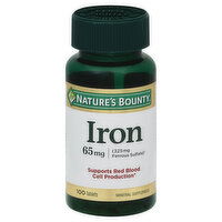 Nature's Bounty Iron, 65 mg, Tablets, 100 Each