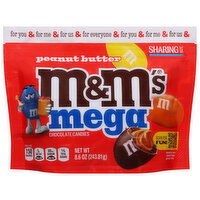 M&M's Chocolate Candies, Peanut Butter, Mega, Sharing Size, 8.6 Ounce