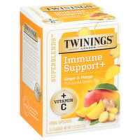 Twinings Superblends Green Tea, Immune Support +, Ginger & Mango, Tea Bags, 16 Each