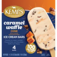 Kemps Caramel Waffle Cone Ice Cream Bars, 4 Each