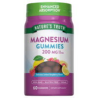 Nature's Truth Magnesium, 200 mg, Gummies, Delicious Lemon Raspberry Flavor, 60 Each