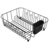 Rubbermaid Antimicrobial Dish Drainer, Large, Black, 1 Each