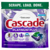 Cascade Platinum Plus ActionPacs Fresh Scent Dishwasher Detergent, 9 Each