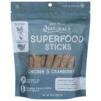 Dog Treat Naturals Superfood Sticks, Chicken & Cranberry, 10 Ounce