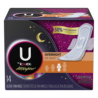 U by Kotex All Nighter Pads, Ultra Thin, Overnight, 14 Each