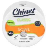 Chinet Classic Bowls, Compostable, 16 Ounce, 60 Each