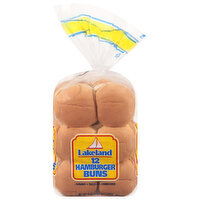 Lakeland Buns, Hamburger, Jumbo, 12 Each