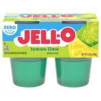 Jell-O Zero Sugar Lemon-Lime Flavor Gelatin Snack Cups, 4 Each