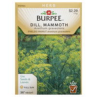 Burpee Seeds, Dill, Mammoth, 1.5 Gram