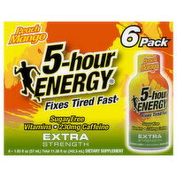 5-Hour Energy Extra Strength Peach Mango Energy Shot, 6 Each