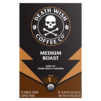 Death Wish Coffee Co Coffee, Medium Roast, Single Serve Pods, 10 Each