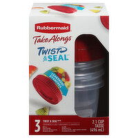 Rubbermaid Take Alongs Containers & Lids, Twist & Seal, 2.1 Cup, 3 Each