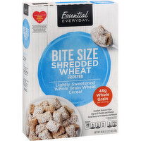 Essential Everyday Cereal, Shredded Wheat, Frosted, Bite Size, 18 Ounce