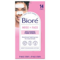 Biore Pore Strips, Deep Cleansing, Nose + Face, 14 Each