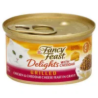 Fancy Feast Delights with Cheddar Cat Food, Gourmet, Grilled, Chicken & Cheddar Cheese Feast in Gravy, 3 Ounce