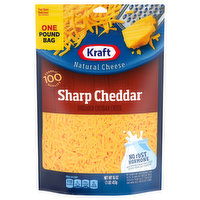 Kraft Natural Cheese, Shredded, Sharp Cheddar, One Pound Bag, 16 Ounce