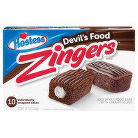 Hostess Zingers Cake, with Creamy Filling, Iced Devil's Food, 10 Each