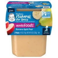 Gerber Natural for Baby Banana Apple Pear, Wonderfoods, Sitter 2nd Foods, 2 Pack, 2 Each