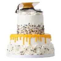 Cub  Tiered Graduation Cake with Drips & Rosettes, 1 Each