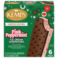 Kemps Pink Peppermint Ice Cream Sandwiches, 6 Each