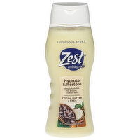 Zest Body Wash, Cocoa Butter + Shea, Hydrate & Restore, 18 Fluid ounce