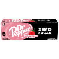 Dr Pepper Cola, Zero Sugar, Strawberries & Cream, 12 Pack, 12 Each